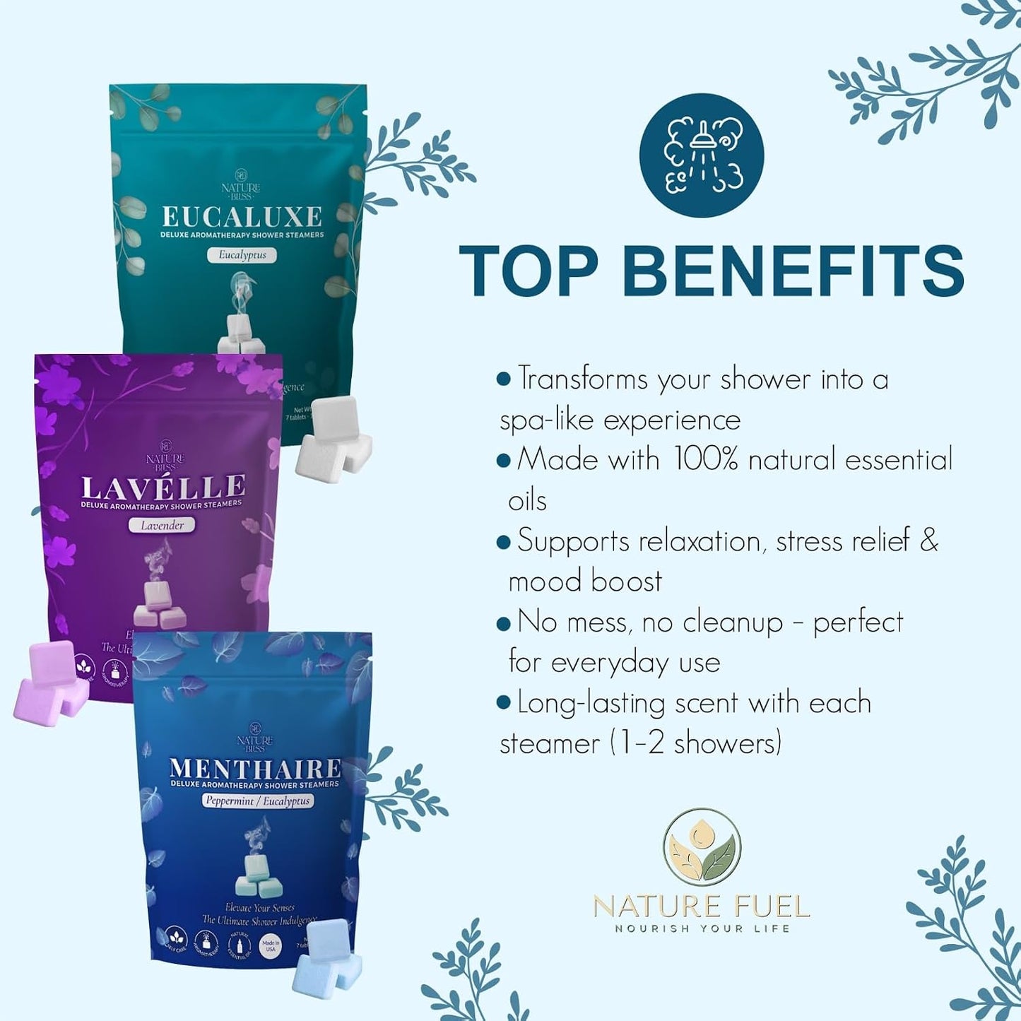 Lavender Shower Steamers - 7 Pack Lavender Shower Tablets Aromatherapy for Sinus and Tension Support - Gifts for Women & Men