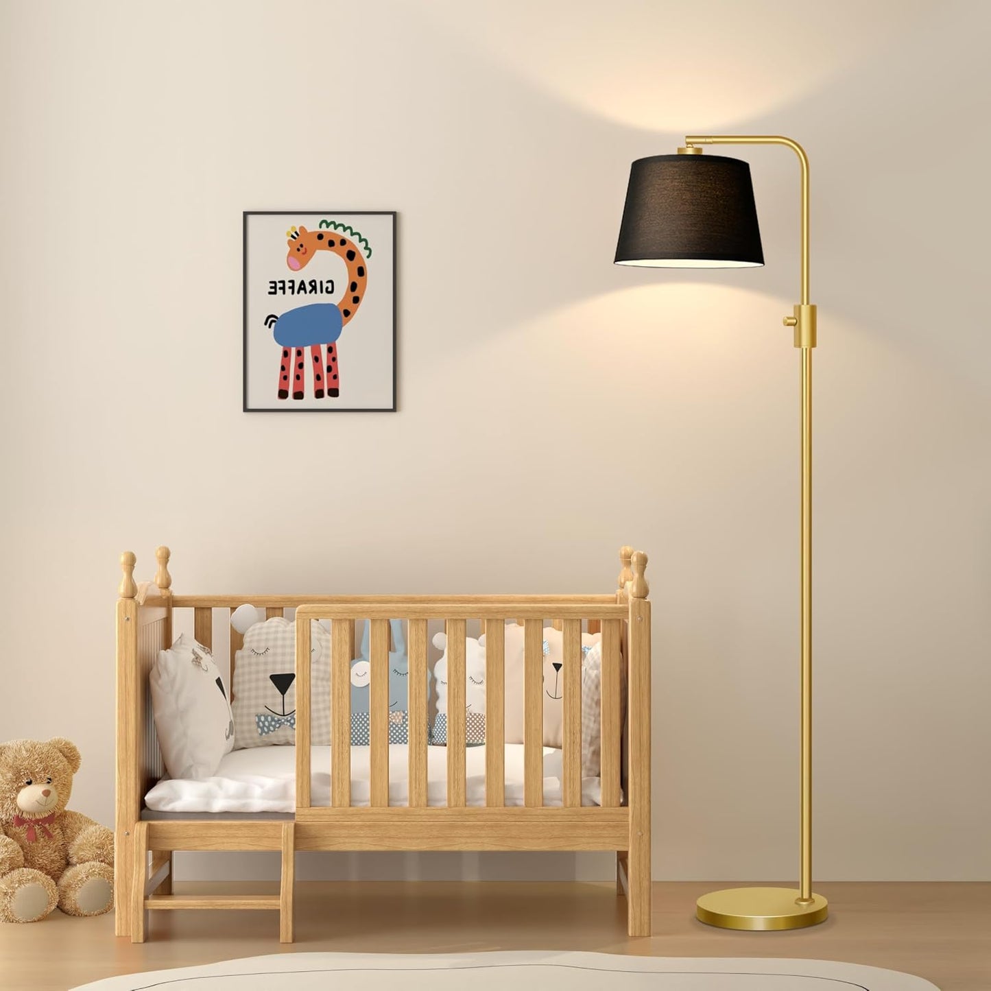 【Upgraded】 Dimmable Floor Lamp, 1000 Lumens LED Edison Bulb Included, Arc Floor Lamps for Living Room Modern Standing Lamp with Linen Shade, Tall Lamp for Bedroom Office Dining Room- Black