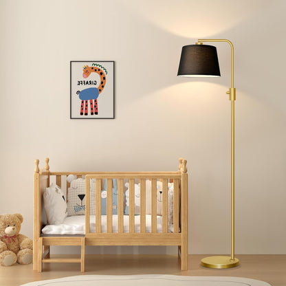 【Upgraded】 Dimmable Floor Lamp, 1000 Lumens LED Edison Bulb Included, Arc Floor Lamps for Living Room Modern Standing Lamp with Linen Shade, Tall Lamp for Bedroom Office Dining Room- Black