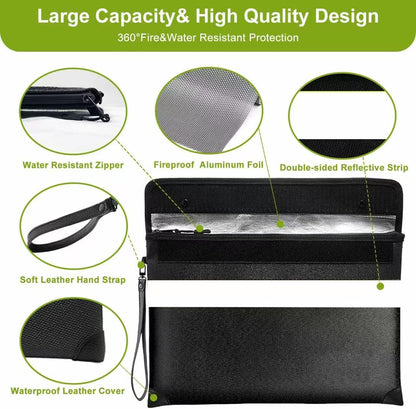 Upgraded 6500° Fireproof Money Bag for Cash,11.2"×7.7"& 8"×5"Small Fire Proof Money Bag for Cash with Reflective Strips,Portable Fire Safe Bag for Passports,Cash,Power Bank,Valuables