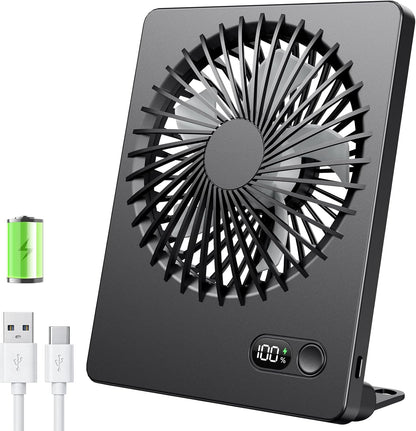 Zuvas Desk Fan Battery Operated Fan Rechargeable 180°Tilt Folding Personal Fan Ultra Quiet Small Portable 3 Speed Adjustable Strong Wind Fan For Office Bedroom Home Desktop Camping (White)