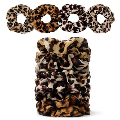 Satin Scrunchies for Women – 8PCS Blush & Brown Silk Hair Ties Set – No Crease, Frizz-Free, Gentle Elastic Hair Bands, Soft & Stylish Everyday Hair Accessories Gifts
