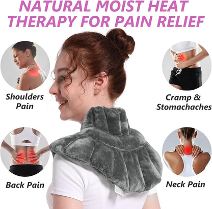 RelaxCoo Microwavable Heating Pad for Neck, Shoulders, and Back - Weighted Neck Warmer with Moist Heat, Purple, Lavender Scented