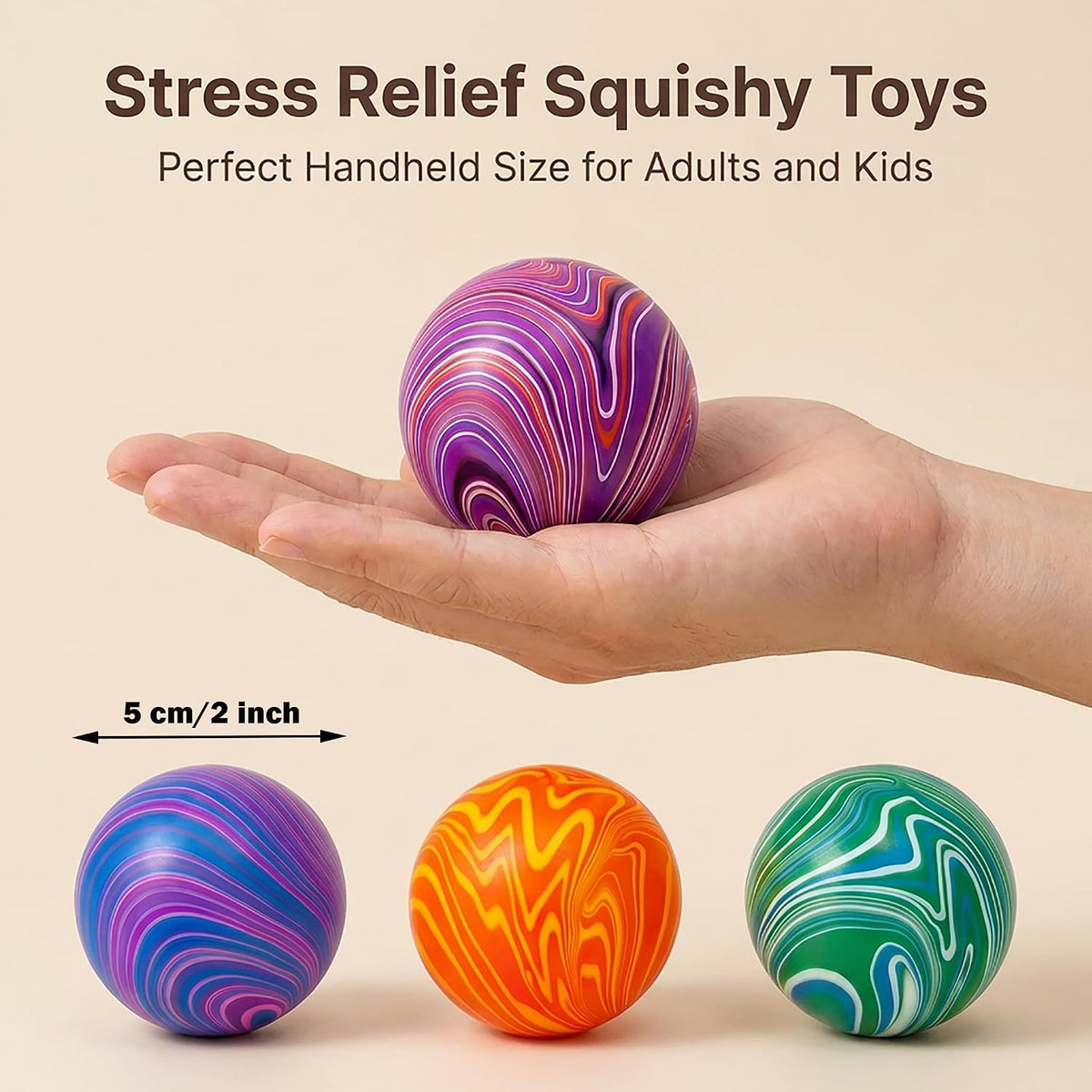 4 Pack Stress Balls Squishy Toys, 2 Inch Stress Relief Squeeze Toys