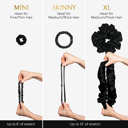 Silk Scrunchies for Women Ponytail Holders – Oversized Mulberry Silk Scrunchies – Extra Large No Damage Hair Ties for Curly, Thick, and Thin - Hair Accessories for Women – Black, XL By Curlfriend