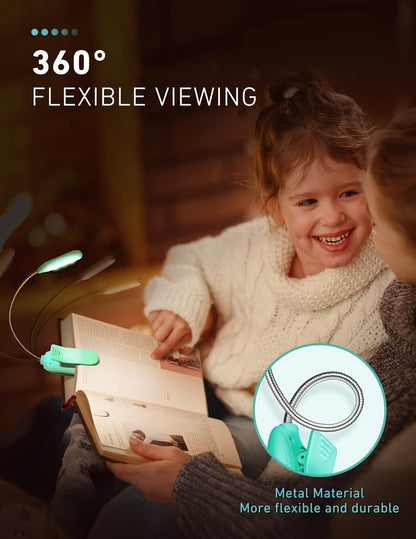Monotremp Book Lights for Reading at Night in Bed, 80 Hours Runtime Rechargeable Reading Lights for Books in Bed, 3 Brightness Levels × 3 Color Temperatures, 1.3 oz Lightweight