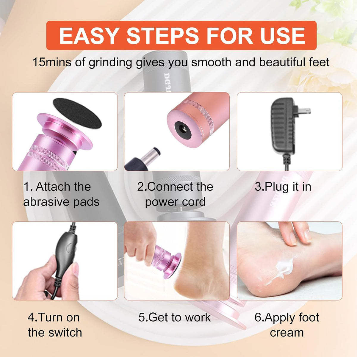 Electric Foot Callus Remover 36W, 1200RPM Heavy Duty Metal Grinder