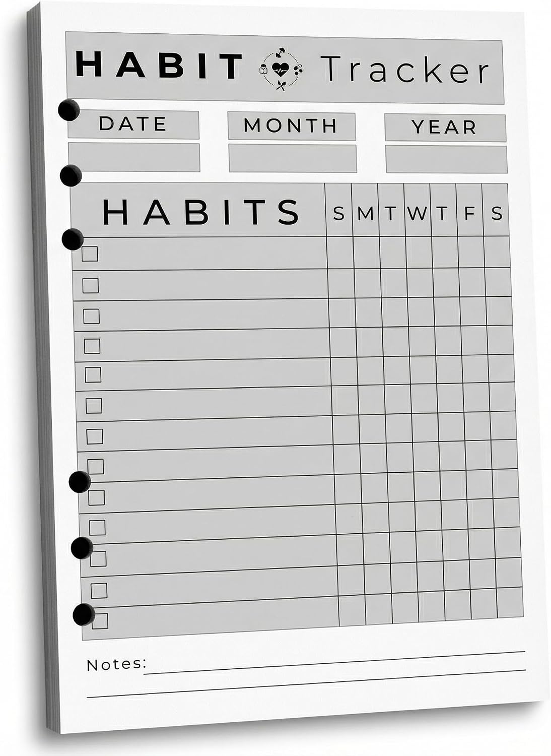 A5 Weekly Habit Tracker Inserts - Motivation & Rewards Pages for Weekly Goals and Consistency, Double-Sided 6-Hole Refill for A5 Binders, 50 Sheets, 100 Pages
