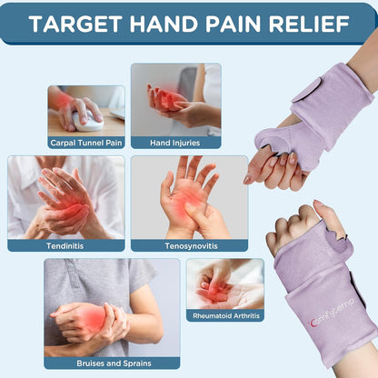 Comfytemp Wrist Ice Pack Wrap Carpal Tunnel Relief Wrist Brace, 2 Packs, FSA Eligible HSA, Gel Ice Packs for Injuries Reusable Wrap for Hand Pain, Hot Cold Compress Hand Brace, Men Women Recovery Item