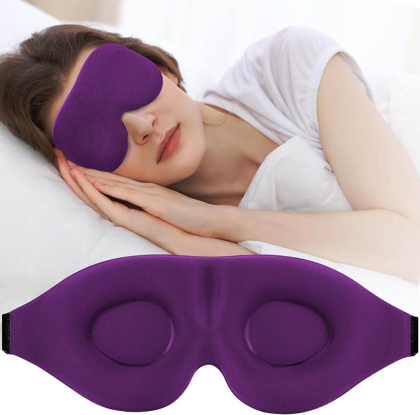 ZGGCD Sleep Mask for Side Sleeper, Light Blocking Sleeping Eye Mask for Women Men, 3D Contoured Cup Night Blindfold, Luxury Eye Cover Eyeshade with Adjustable Strap for Travel, Nap, Black