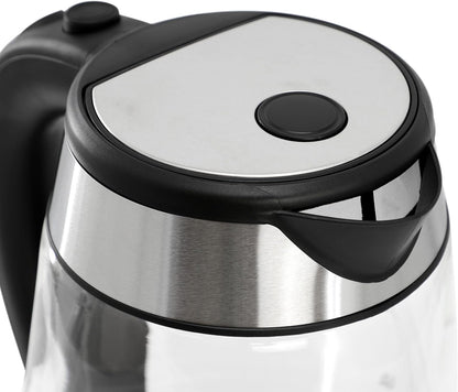 MegaChef Electric Watter Boiler/Tea Kettle (Glass, Silver, 1.8 Liter)