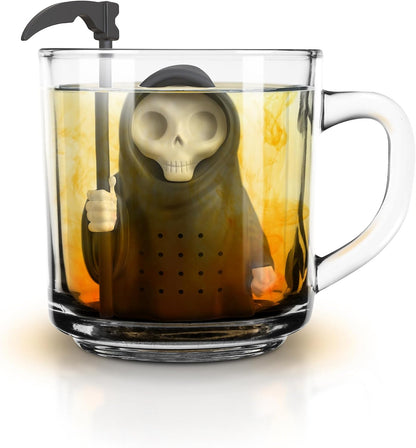 Genuine Fred Grim Steeper Reusable Silicone Tea Infuser, Black Grim Reaper Design, Fun and Clever Kitchen Gadget for Tea Lovers and Enthusiasts