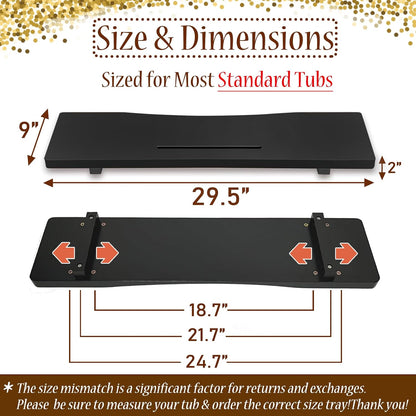 1.2IN Thickened Board Acacia Wood Bathtub Tray Caddy for Freestanding Tub