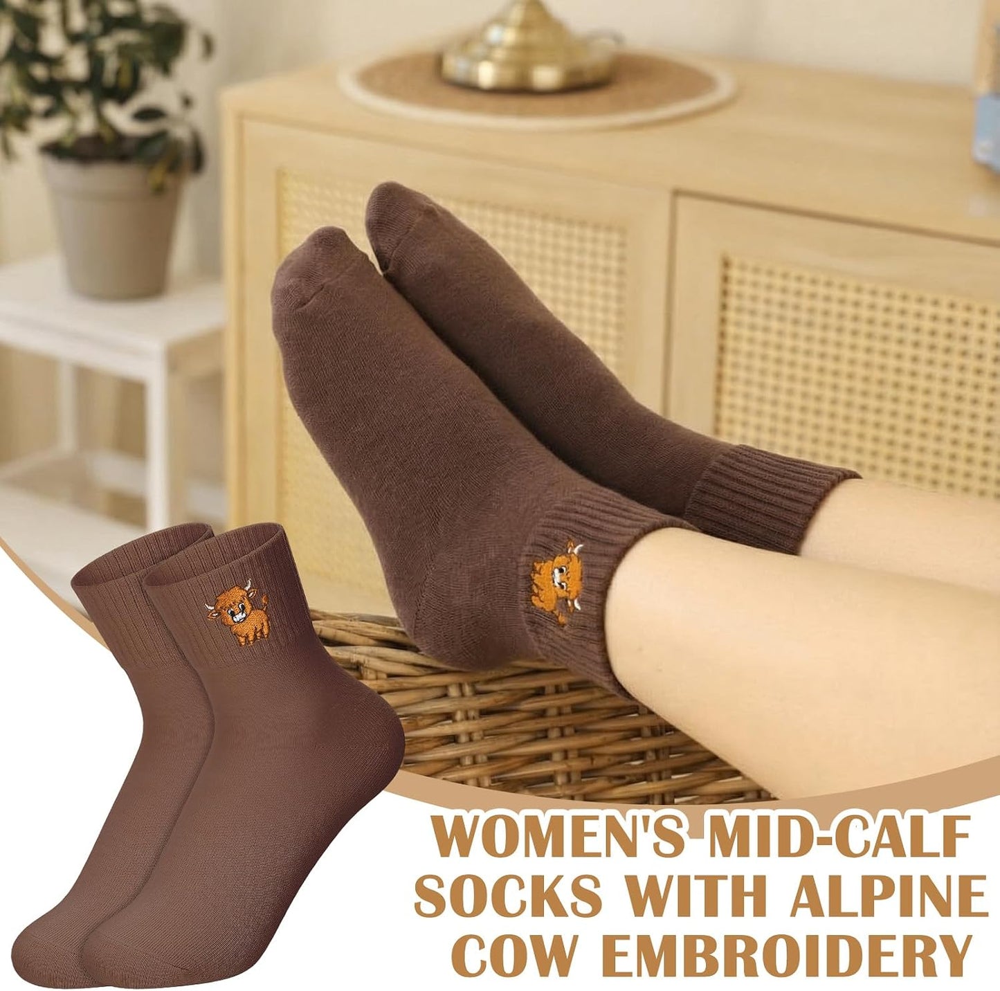 Eurzom 10 Pairs Socks Womens Crew Elastic Ankle Length Cotton Socks Aesthetic Cute Lightweight Low Cut Gifts for Women - Colors B