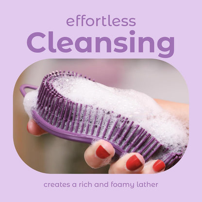MainBasics Silicone Body Scrubber, Pink, Exfoliate | Dual-Sided, Shower Exfoliator, For Men & Women, Loofah Alternative