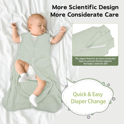 Baby Sleep Sack 0-6 Months,100% Cotton TOG 0.5 Wearable Blanket for Newborn and Infant, 3 Pack 2-Way Zipper Lightweight Sleeping Bags for Toddler