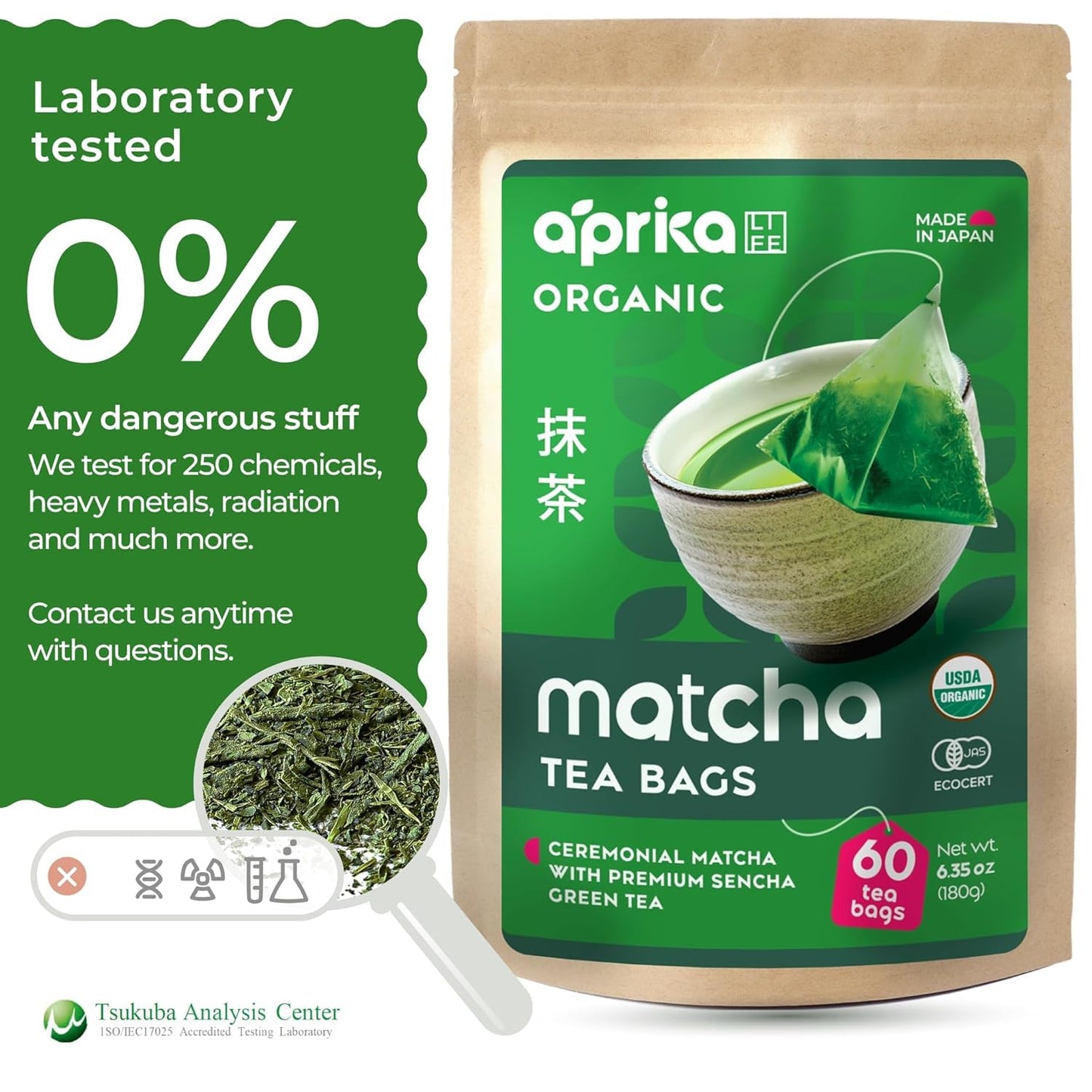 AprikaLife Sweet Matcha Latte Mix - 1st Harvest Ceremonial Grade - 6.4 oz