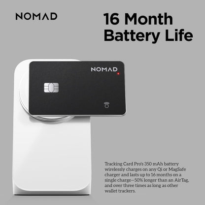 Nomad Tracking Card Carbide, Slim Card Tracker with IPX7 Waterproof and Dust Proof Card Tracker for Wallet & Luggage, 5 Months GPS Tracker Long Battery Life, Rechargeable, Compatible with iOS Only
