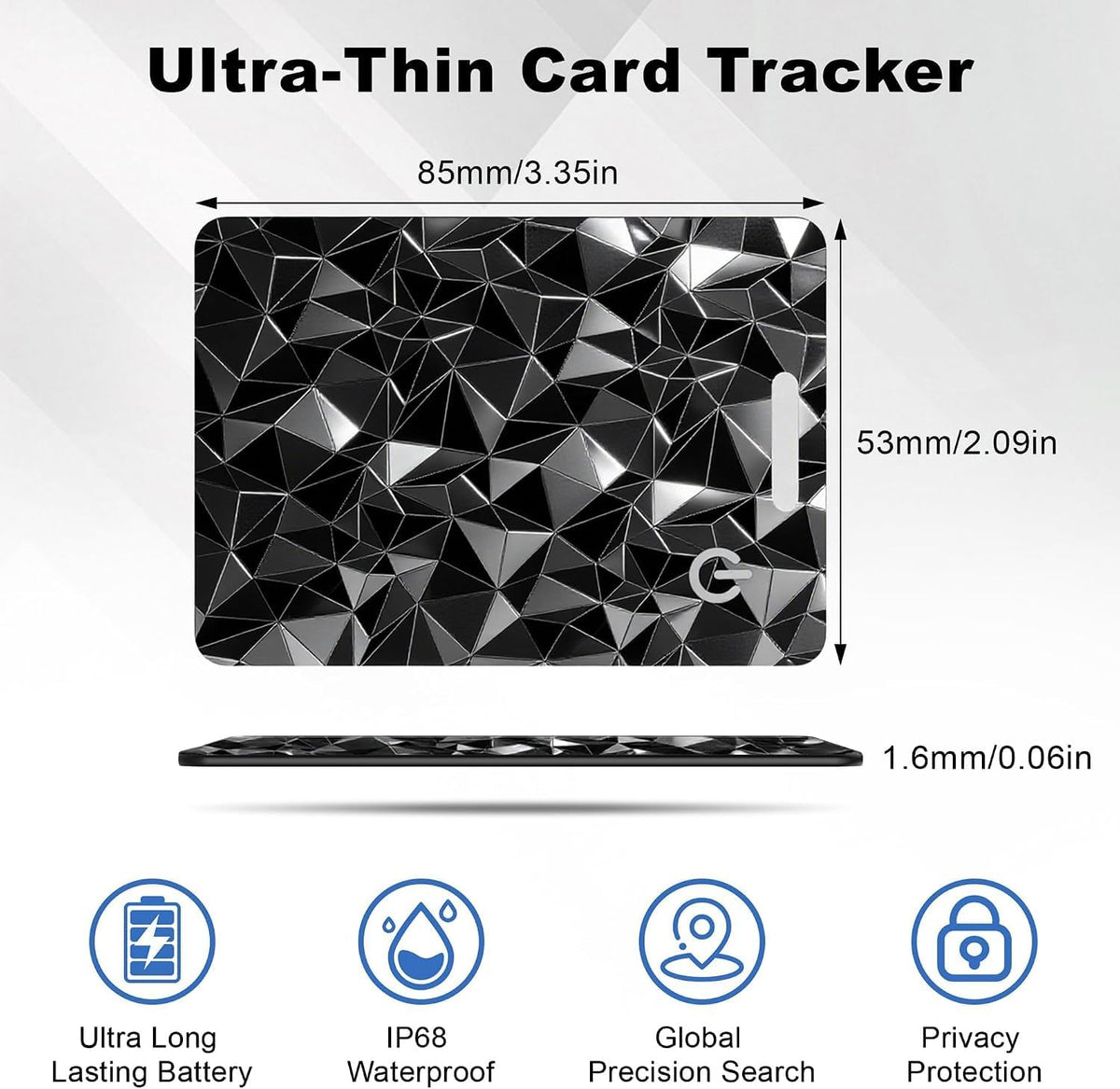 Wallet Tracker Card, Rechargeable, Works with Apple Find My