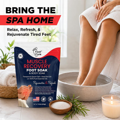 FOOT CURE Tea Tree Oil Foot Soak with Epsom Salt - Best Toenail Fungus Treatment, Athletes Foot & Softens Calluses - Soothes Sore & Tired Feet, Fungal Toe, Foot Odor Scent, Spa Pedicure (Pack of 2)