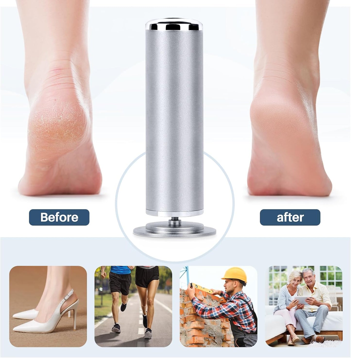 LIONVISON Electric Foot Callus Remover: Adjustable Speed Foot File for Cracked Heels - Working Women's Summer Pedicure Tool with 60pcs Sandpaper Discs - Dead Skin Remover for Dry Feet at-Home