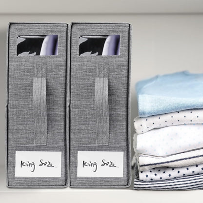 Cosybreeze Bed Sheet Organizers and Storage 2 Pack Foldable Linen Closet Organizer with Window - Full/Twin Size Bedding Storage for Duvet Cover, Bedding Clothes (Gray)
