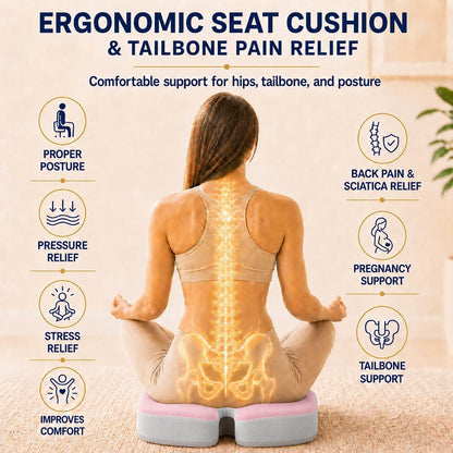 Seat Cushions for Office Chairs Wheelchair Cushion for Long Sitting Back Pain，Memory Foam Seat Car Computer Desk Chair Cushion，Coccyx Cushion for Tailbone Pain Relief Cushion Office Chair Black