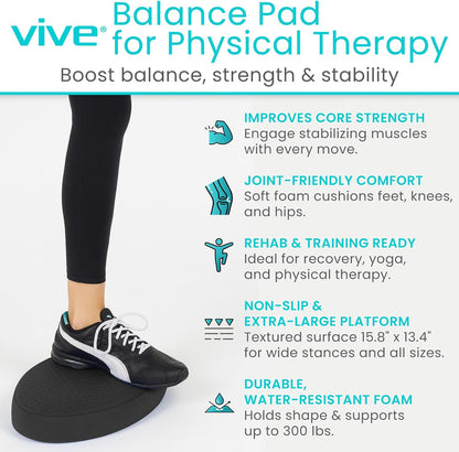 Vive Oval Balance Pad - Wobble Cushion For Physical Therapy And Rehabilitation Equipment - Soft Stability Trainer Foam For Workouts, Yoga, Core Strength And Pilates - Device For Women, Men And Kids