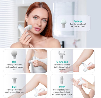 Opove M3 Mini Massage Gun for Back Pain Relief, with Facial Mode, 7mm Amplitude, 4 Vibration Levels Ultralight Portable and Rechargeable Fascia Gun Active Recovery Women Presents