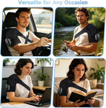 Cordless Shoulder Heating Pad with Massage, Vibration Heated Shoulder Wrap Massager, Rotator Cuff Shoulder Brace, Shoulder Massage with Heat for Pain Relief Deep, Warm Gifts