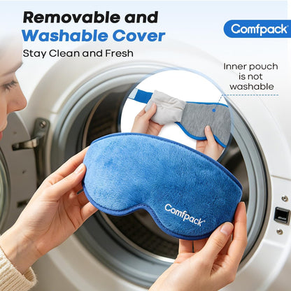 Comfpack Warm Compress for Eyes - Removable Microwavable Eye Mask with Moist Heat for Dry Eyes, Blepharitis & MGD, Chalazion, Remove Styes, Sinus Relief, Eye Heating Pad, Gift for Women Men