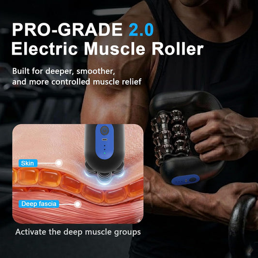 Electric Rolling Massager with Dock – Hands-Free Desk or Handheld Muscle Roller for Legs, Calves, Neck & Back, Deep Tissue Relief, Rechargeable 3 Speeds