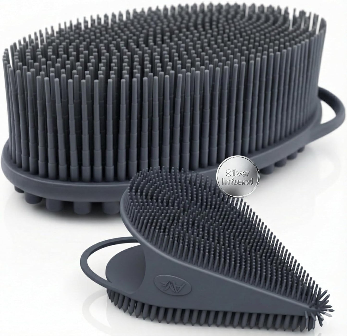 Avilana Premium Silicone Body Scrubber - Trusted Since 2017 - SGS Certified Food Grade Dual Sided Bath Brush, Quick-Dry Exfoliating Loofah Alternative, Massage Brush Sensitive Skin Women Men