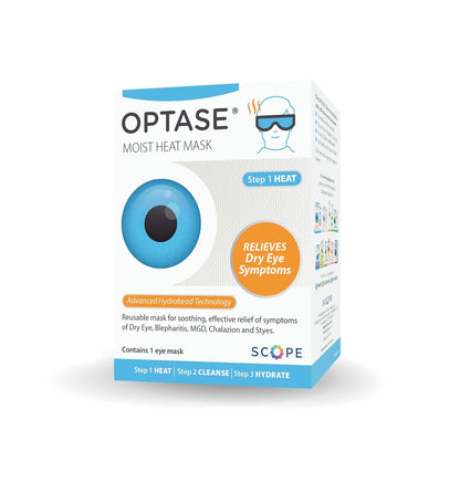 OPTASE® Moist Heat Mask - Heated Eye Mask for Dry Eyes with Advanced HydroBead Technology - Consistent Heat Up to 10 Minutes - Soft Cotton Cover with Adjustable Strap - Eye Doctor Recommended