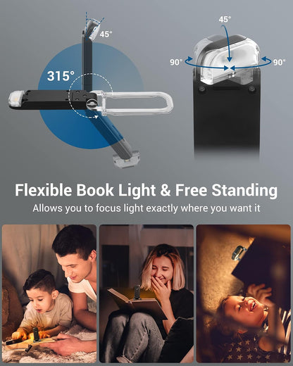 DEWENWILS Book Reading Light, Amber Warm Clip On LED with 3 Adjustable Brightness for Eye Protection, Rechargeable USB, Perfect for Bookworms, Kids (White)