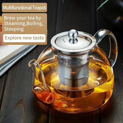 Glass Teapot with Removable Infuser, 20 oz/600ml Glass Tea Pot Small Borosilicate Tea Steeper Kettle with Loose Leaf Tea Strainer For Flower Blooming Tea, ClearTea Maker Pitcher