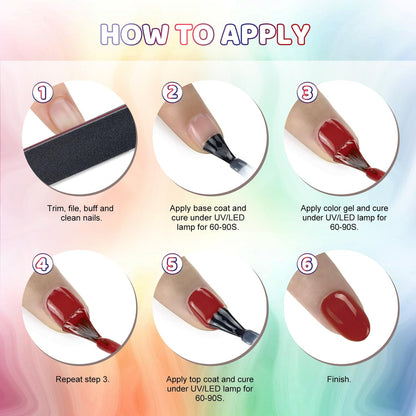 JODSONE Gel Nail Polish Kit 60 PCS with U V Light Soak off Base Top Coat 55 Shine Colors Gel Nail Kit Bright and Dark Brown Wine Red Series Manicure Set for Women and Girls
