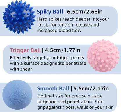 WOVTE Massage Lacrosse Ball for Sore Muscles, Shoulders, Neck, Back, Foot, Body, Deep Tissue, Trigger Point, Muscle Knots, Yoga and Myofascial Release (Blue)
