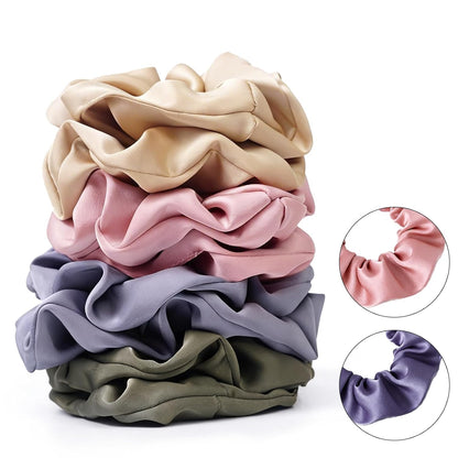 Satin Scrunchies for Women – 8PCS Blush & Brown Silk Hair Ties Set – No Crease, Frizz-Free, Gentle Elastic Hair Bands, Soft & Stylish Everyday Hair Accessories Gifts
