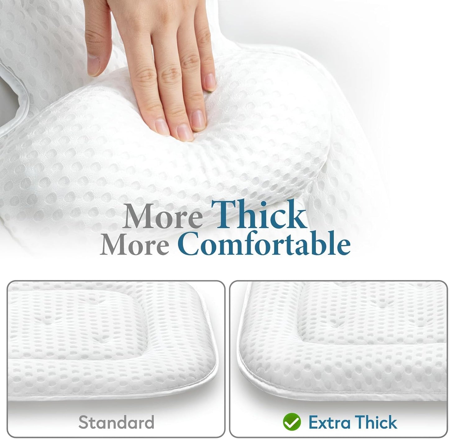 Bath Pillows for Tub, Comfortable Bathtub Cushion for Head and Neck with Soft 3D Mesh Fabric and 54 Non-Slip Suction Cups, Relaxing Tub and Shower Accessories Spa Gift White Standard