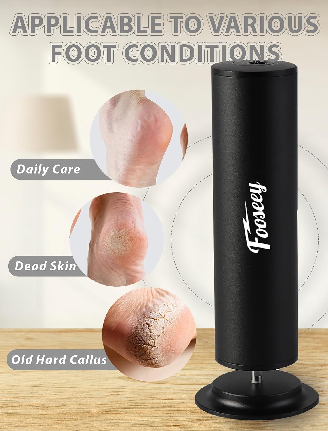 Electric Foot File Tool - Callus Remover for Feet, Professional Pedicure Machine with 60pcs Sandpaper Discs, Adjustable Speed Foot Files for Deadskin, Dry and Cracked Feet