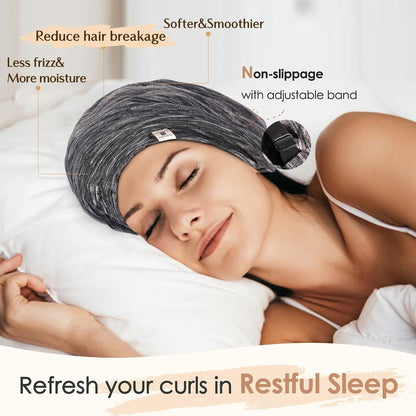 YANIBEST Hair Cover Bonnet Satin Sleep Cap - Adjustable Stay on Silk Lined Slouchy Beanie for Night Sleeping Surgical Hats Pure Black
