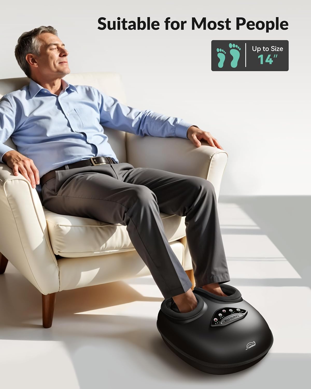 Snailax Shiatsu Foot Massager with Heat, FSA Eligible, Kneading, Compression, Vibration, Feet Massage Machine for Plantar Fasciitis, Neuropathy, Foot Warmer, Gifts for Women Men,Size 13