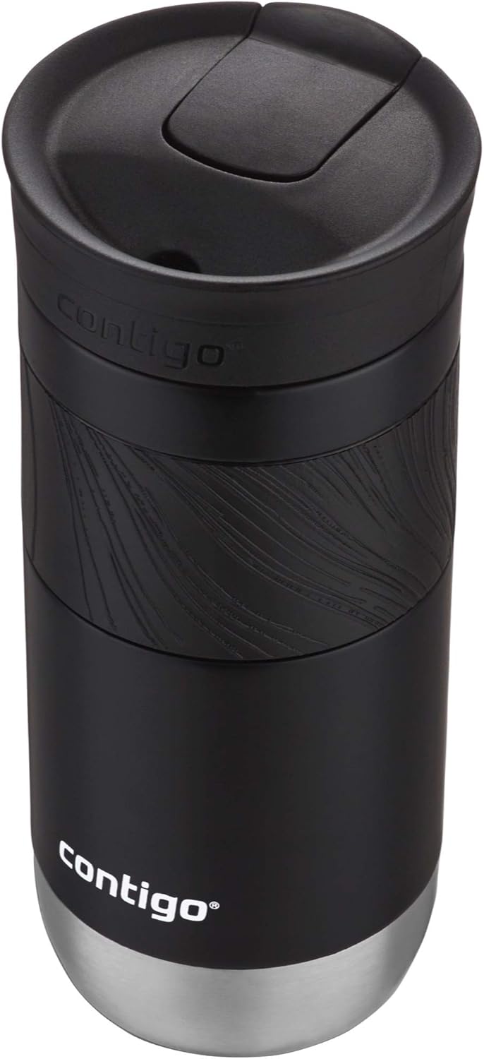 Contigo SNAPSEAL Insulated Stainless Steel Travel Mug with Grip 20oz. Blue Corn Transparent Satin & Midnight Berry