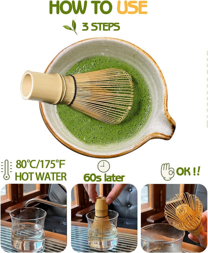 Vaiheng Matcha Whisk Set with Matcha Bowl, Matcha Whisk Holder Matcha Bamboo Whisks, Scoop, Sifter, Mothers Day Gifts for Women Mom Her Girl Friend Home Kitchen Decor Kit for Tea Enthusiasts
