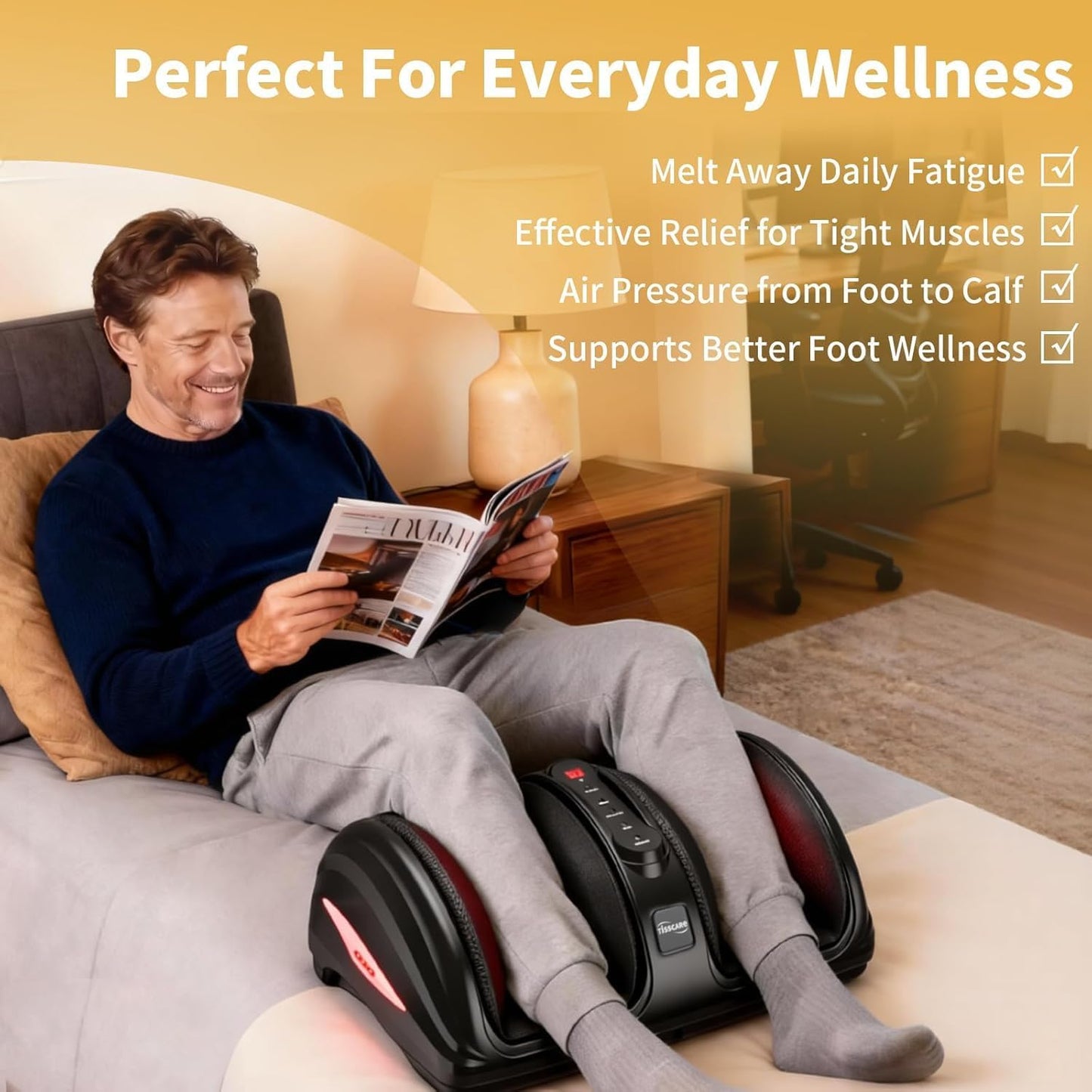 TISSCARE Shiatsu Foot Massager with Heat, FSA Eligible HSA Foot Massager for Plantar Fasciitis, Neuropathy, Circulation and Pain Relief, Massage Feet at Home/Office, Gift for Men and Women