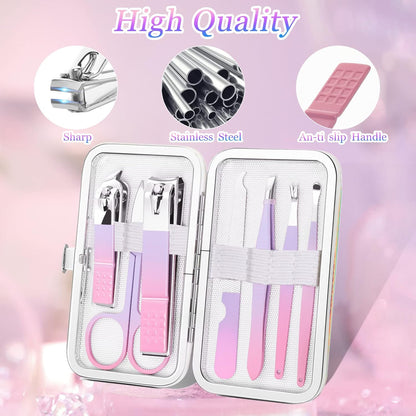Manicure Set Men Finger and Toe Nail Clippers Set Professional Manicure Pedicure Kit with Travel Case Personal Care Tools Accessories Nail Grooming Kit Gifts for Men Women Father Mother