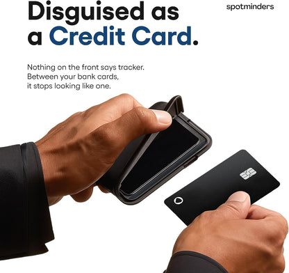 SPOTMINDERS Apple MFi Certified Wallet Tracker PRO Works with Apple Find My IP68 Rechargeable Tracking Card for Wallet Luggage Passport 0.07in Slim Credit Card Design Item Finder