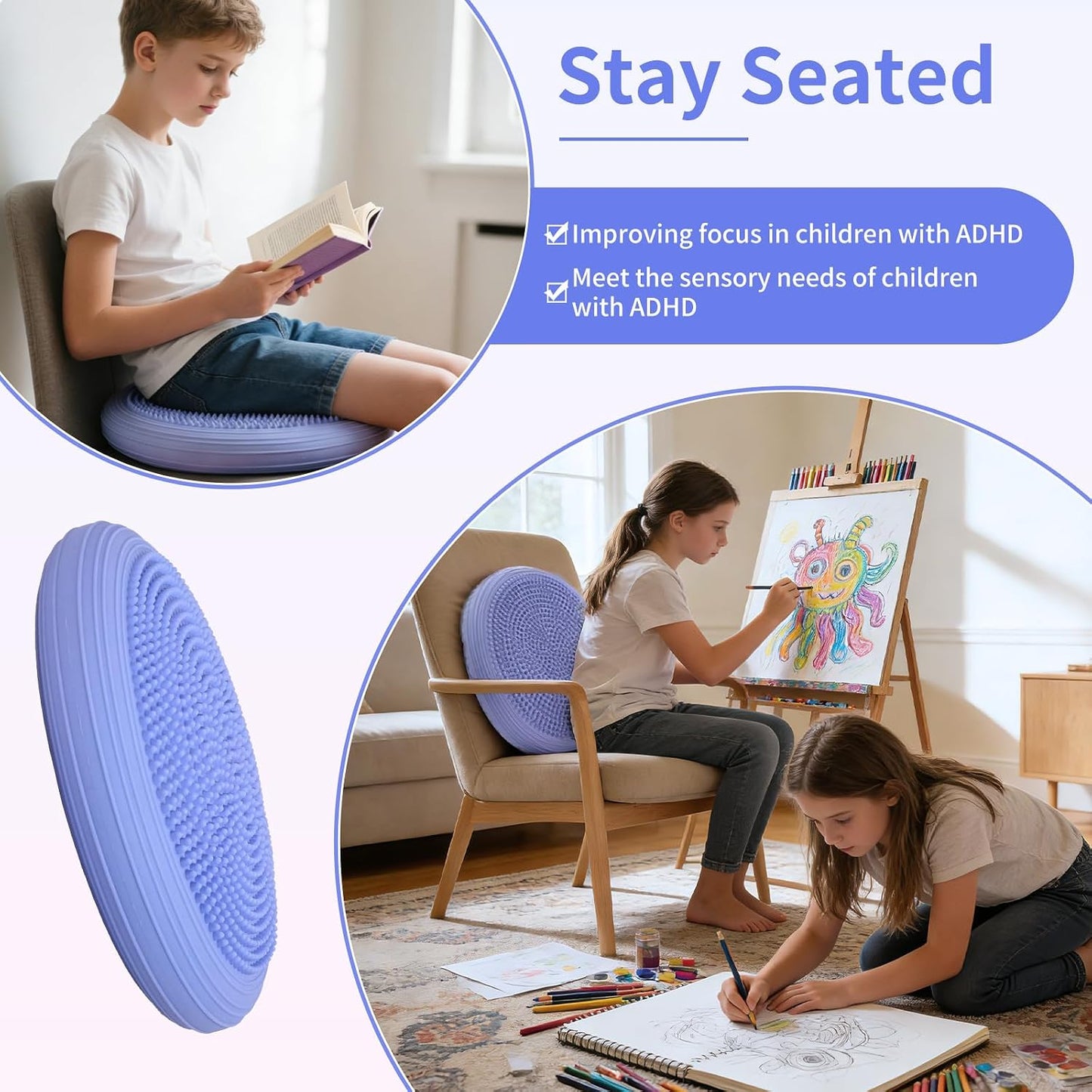 Wobble Cushion Wiggle Seat Balance Disc Board for Sensory Seating, Flexible Balance Pad for Posture & Core Training, Stability Wobble Disc for Home Office Gym and Physical Therapy
