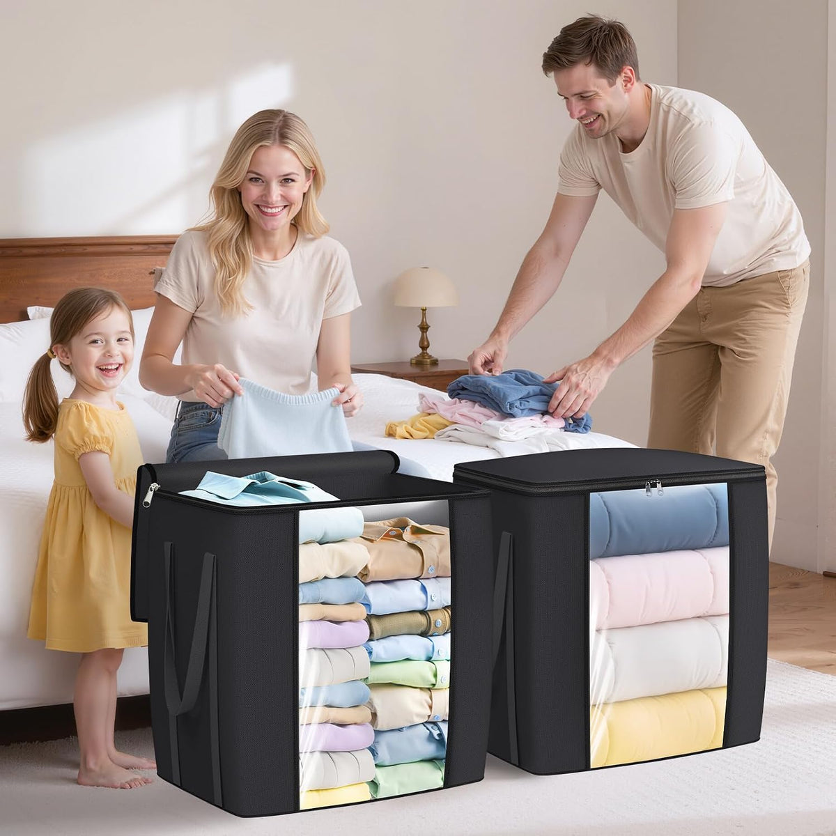 TasticTotes 120L Extra Large Blanket Clothes Storage Bags, Gray